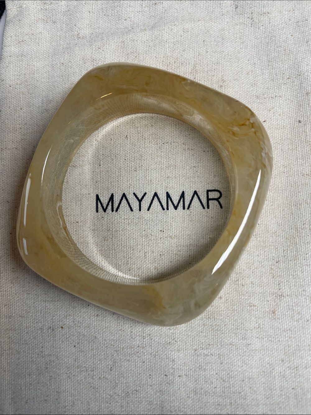 Petite Size - Amber Color Resin Sculpted Bangle Bracelet - size small